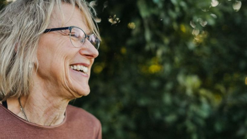 Woman smiling and enjoying life.