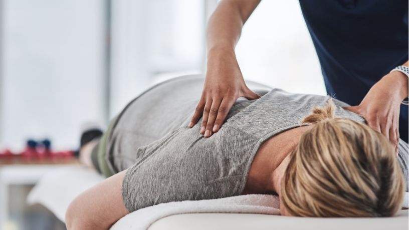 Person receives massage.