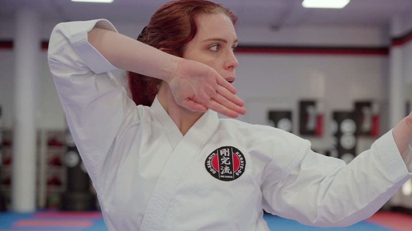 Natalie Sommer practicing karate