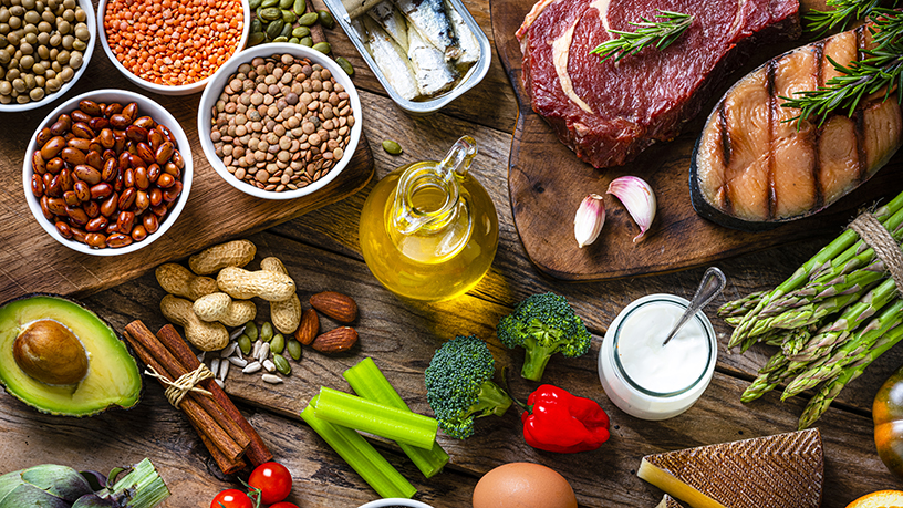 A spread of protein rich foods from above